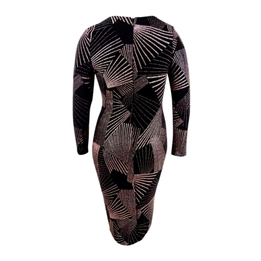 Betsy & AdamBetsy & Adam Women's Geometric-Pattern Dress ( Black/Rose Gold)